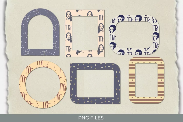 Vintage Virgo Sign Seamless Pattern Frames