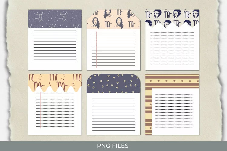Vintage Virgo Sign Seamless Pattern Shaped Journaling Area