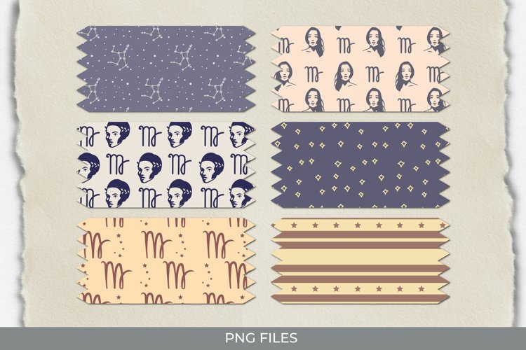 Vintage Virgo Sign Seamless Pattern Tape example image 1