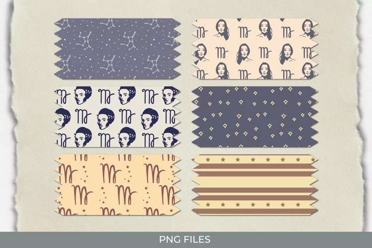 Vintage Virgo Sign Seamless Pattern Tape