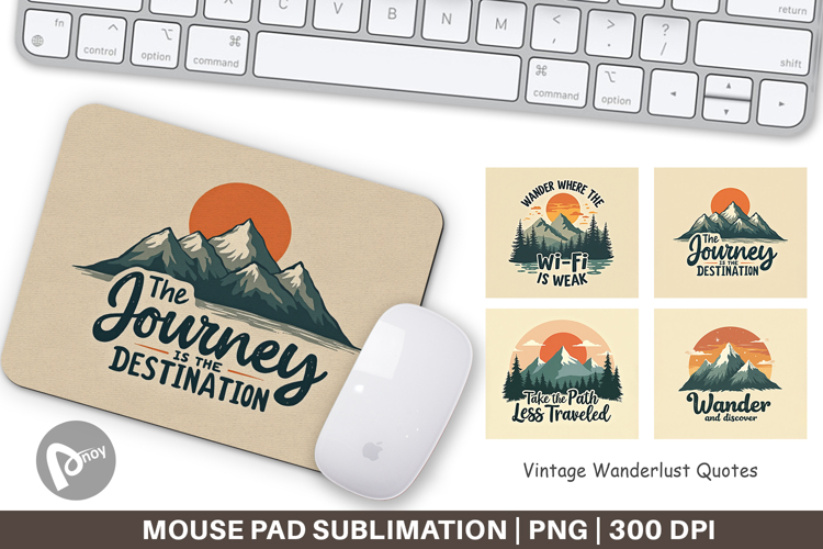 Mouse Pad Vintage Wanderlust Quotes