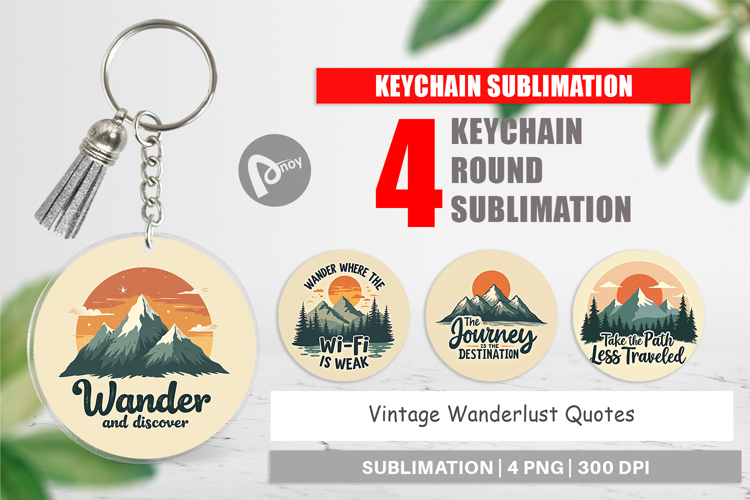 Keychain Vintage Wanderlust Quotes