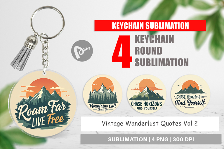 Keychain Vintage Wanderlust Quotes