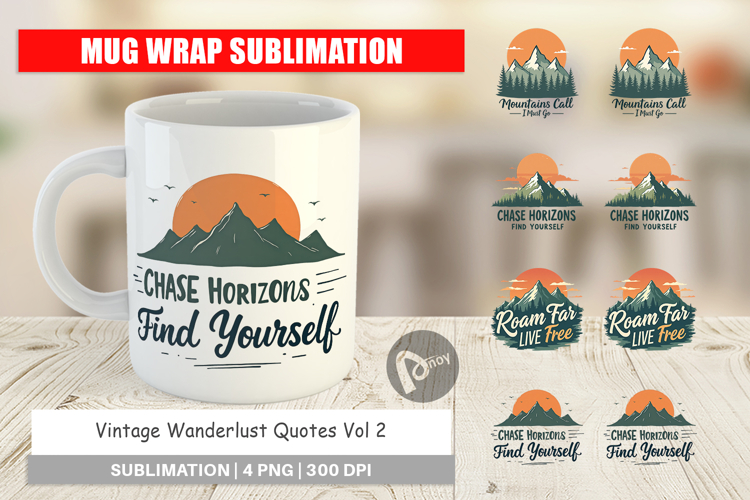 Mug Wrap Vintage Wanderlust Quotes