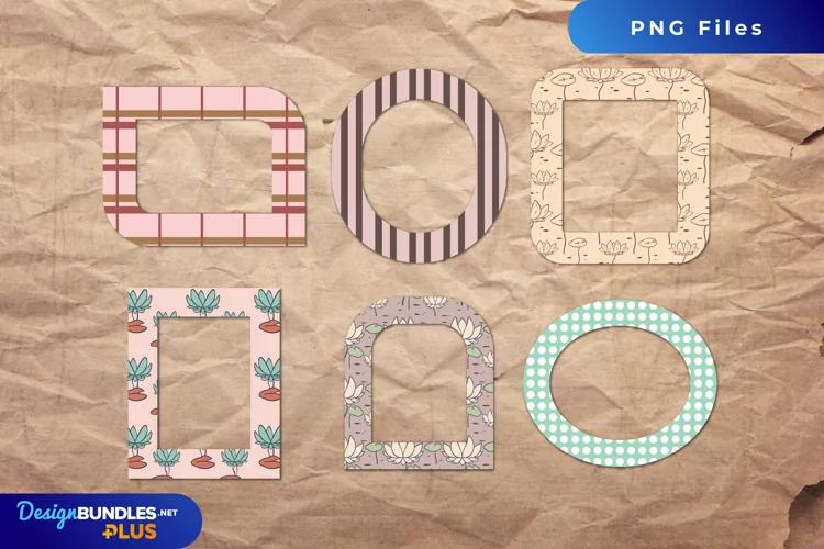 Vintage Water Lily Flowers Pattern Frames