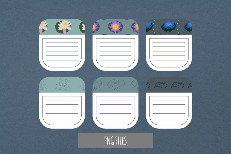 Vintage Water Lily Flowers Shaped Journaling Page