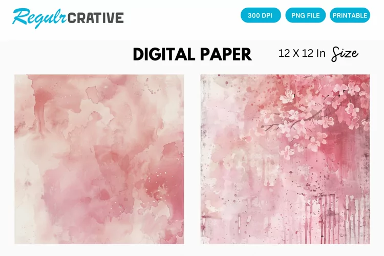 Vintage Watercolor Pale Pink Digital Paper