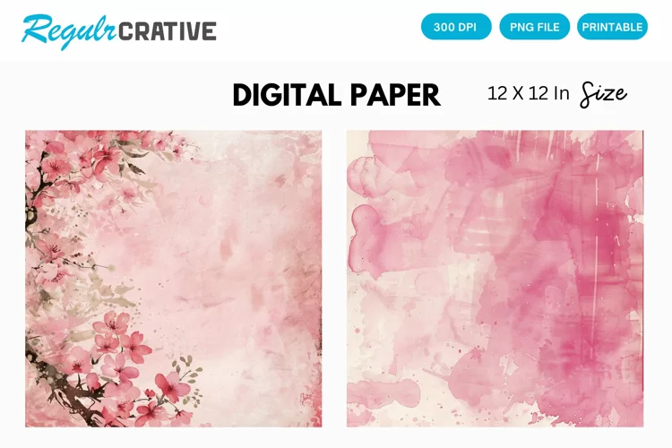 Vintage Watercolor Pale Pink Digital Paper