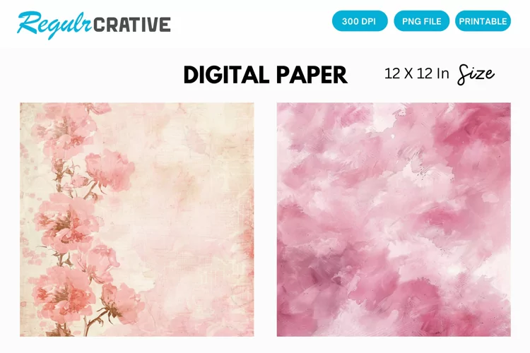 Vintage Watercolor Pale Pink Digital Paper