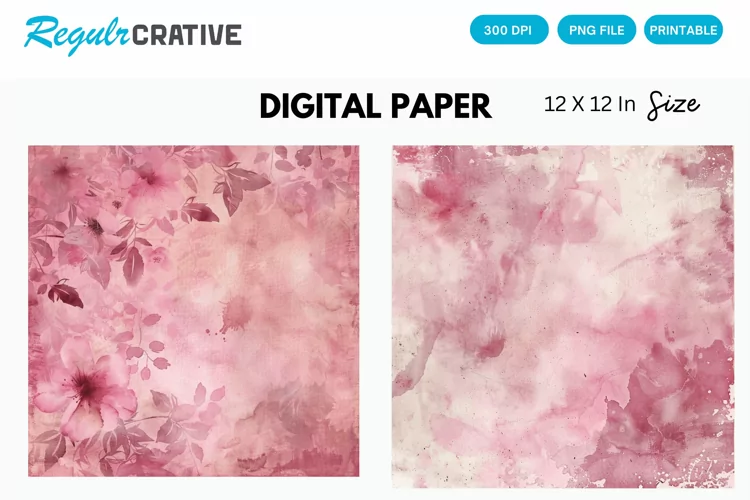 Vintage Watercolor Pale Pink Digital Paper