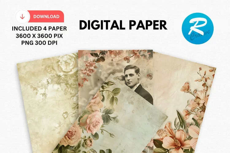 Vintage Wedding Digital Paper, Wedding Background