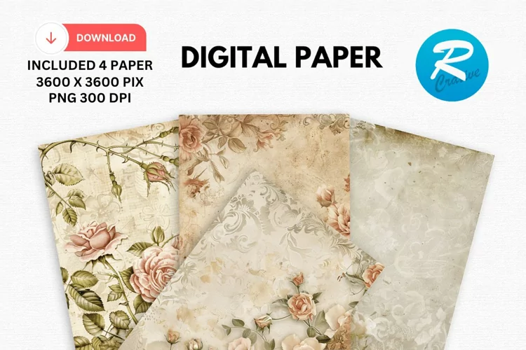 Vintage Wedding Digital Paper, Wedding Background