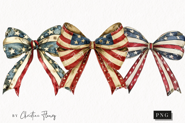 Whimsical 4th Of July Bows | 4th Of July PNG