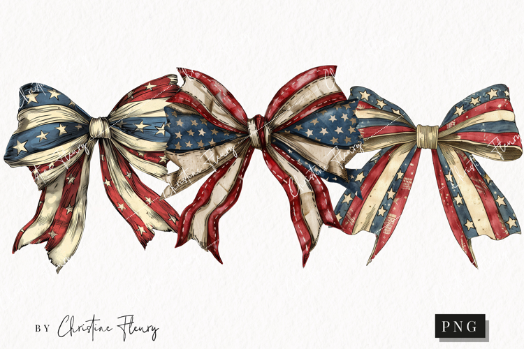 Whimsical 4th Of July Bows | 4th Of July PNG