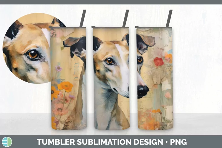 Vintage Whippet Dog Tumbler | Sublimation 20 oz Skinny Tumbl