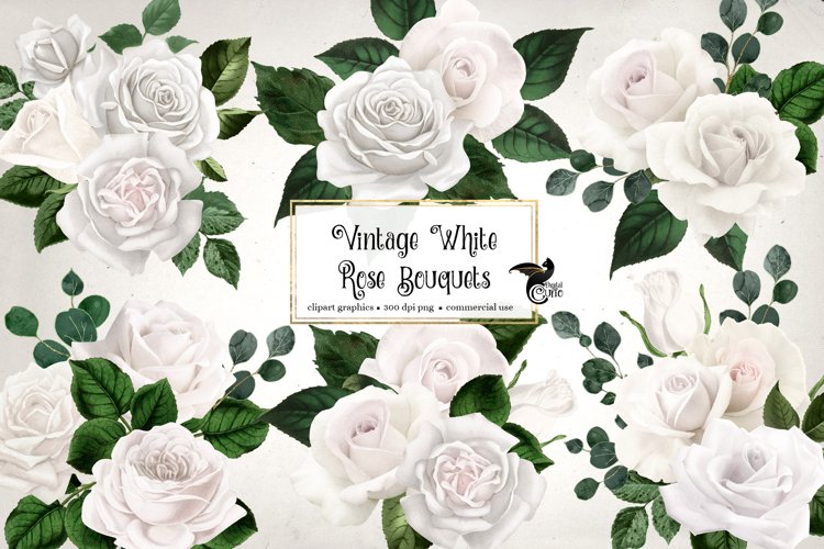 Vintage White Rose Bouquets example image 1