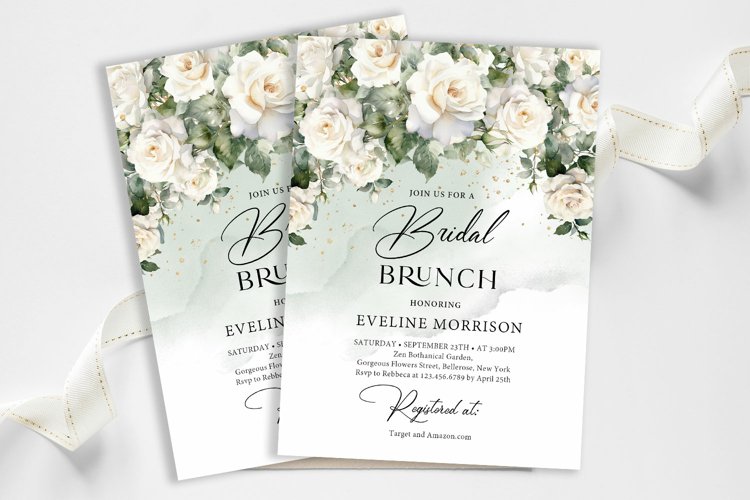 Bohemian white roses eucalyptus green Bridal Brunch 157 example image 1