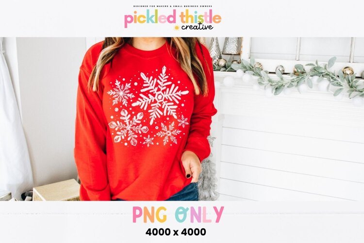 White Snowflakes PNG, Christmas Sweatshirt Sublimation example image 1