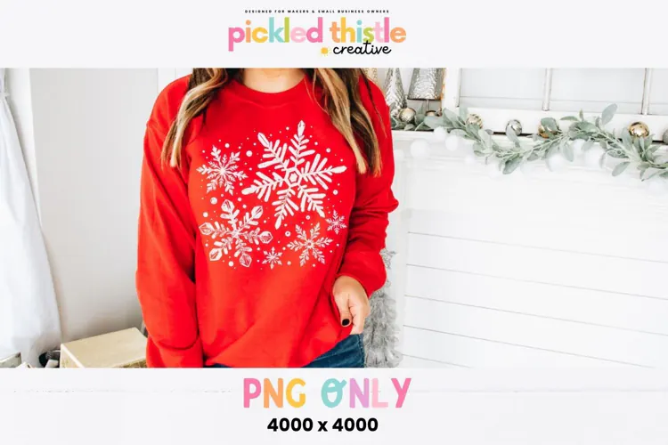 White Snowflakes PNG, Christmas Sweatshirt Sublimation