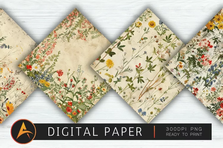 Vintage Wildflowers Digital Paper