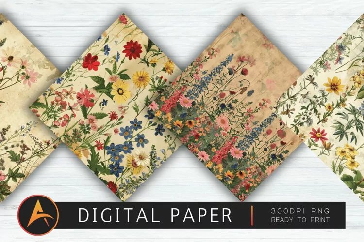 Vintage Wildflowers Digital Paper
