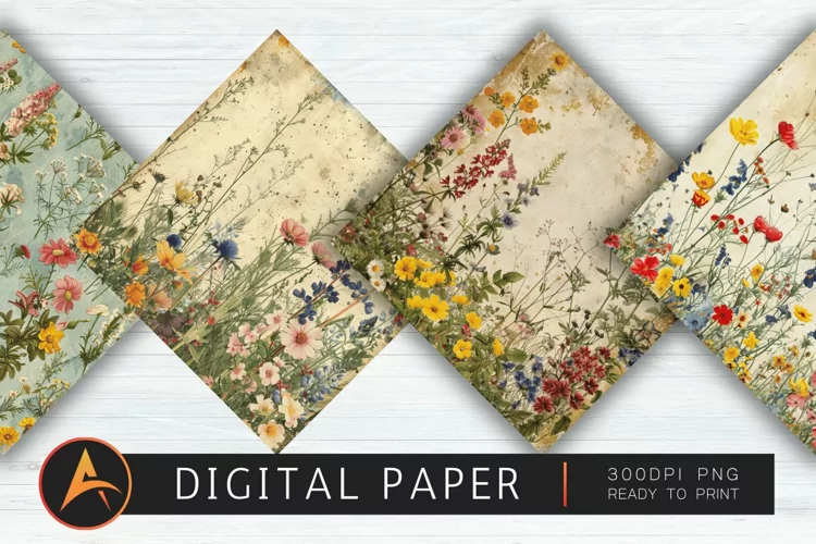 Vintage Wildflowers Digital Paper