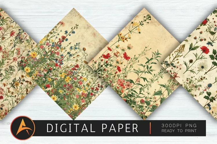 Vintage Wildflowers Digital Paper