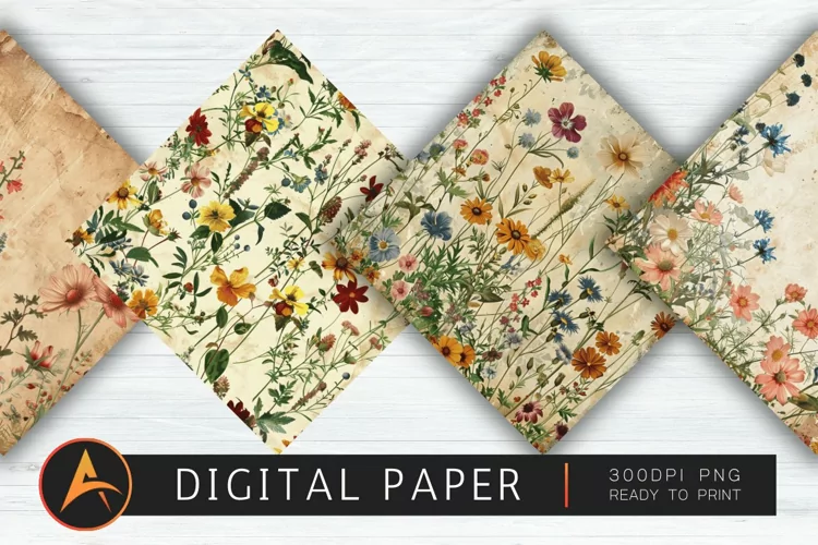Vintage Wildflowers Digital Paper