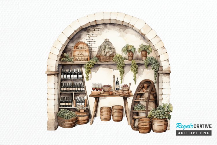 Vintage Wine Cellar Sublimation PNG Clipart