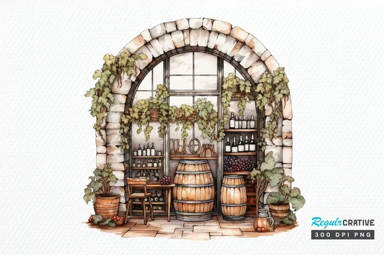 Vintage Wine Cellar Sublimation PNG Clipart