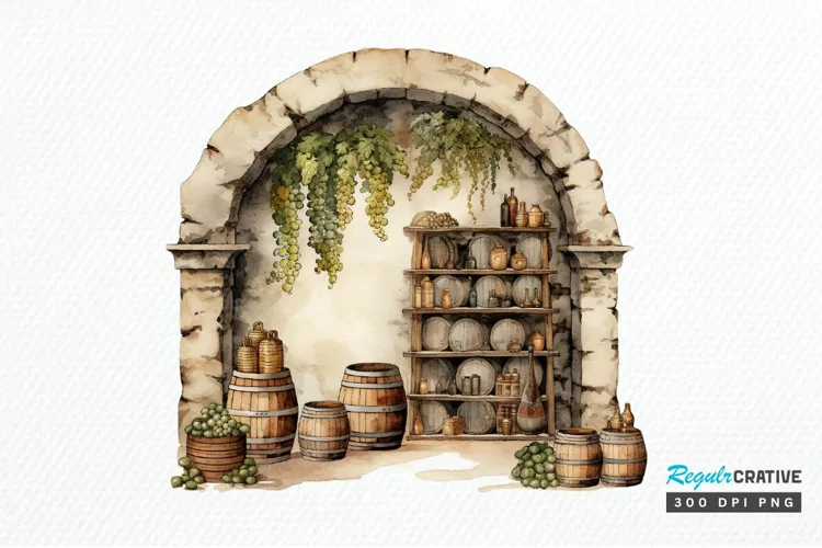 Vintage Wine Cellar Sublimation PNG Clipart