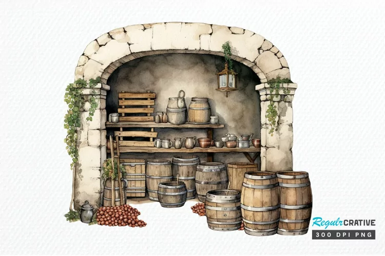 Vintage Wine Cellar Sublimation PNG Clipart