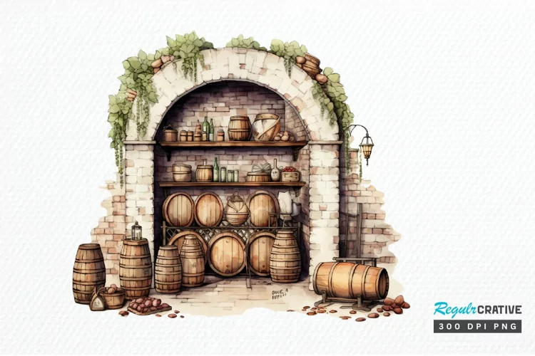 Vintage Wine Cellar Sublimation PNG Clipart