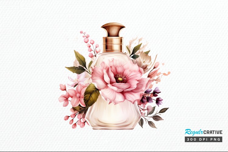 Perfume Bottle Floral Sublimation PNG Clipart example image 1