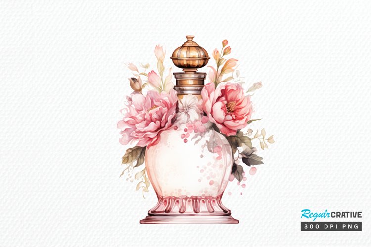 Perfume Bottle Floral Sublimation PNG Clipart example image 1