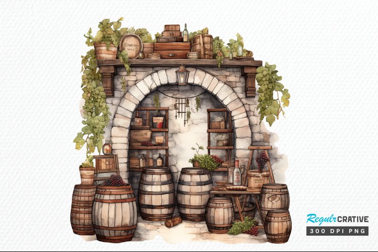 Vintage Wine Cellar Sublimation PNG Clipart
