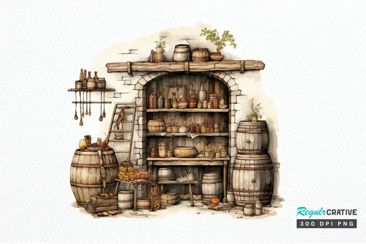 Vintage Wine Cellar Sublimation PNG Clipart