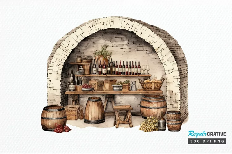 Vintage Wine Cellar Sublimation PNG Clipart