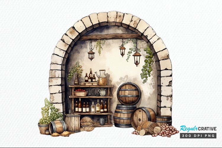 Vintage Wine Cellar Sublimation PNG Clipart