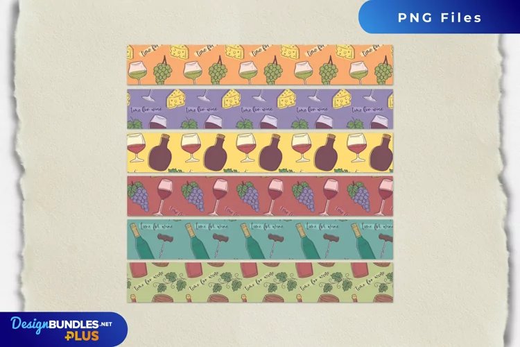 Vintage Wine Seamless Pattern Strips