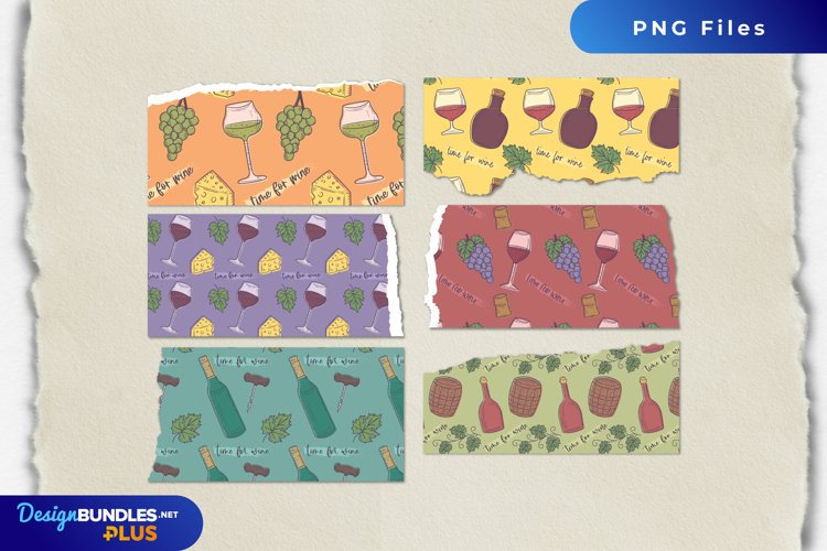 Vintage Wine Seamless Pattern Torn Paper