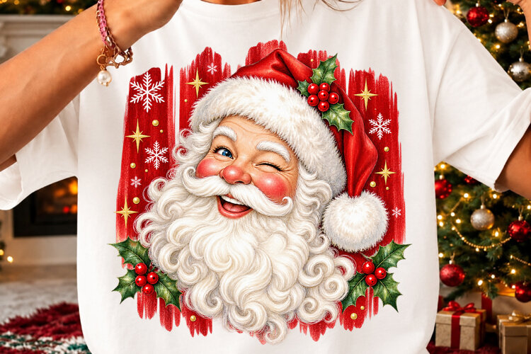 Vintage Winking Santa Claus Head PNG example image 1