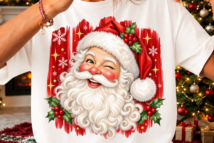Vintage Winking Santa Claus Head PNG