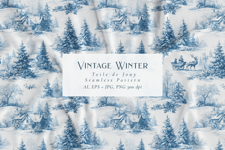 Vintage Winter Toile Pattern