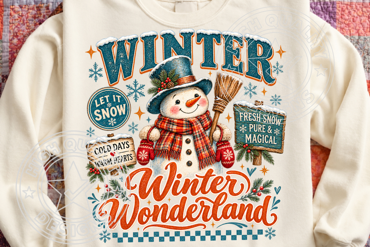 Vintage Winter Wonderland Snowman PNG