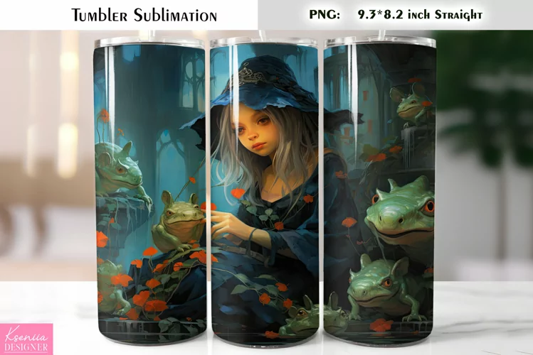 Halloween Witch Tumbler Sublimation|Vintage Halloween Card