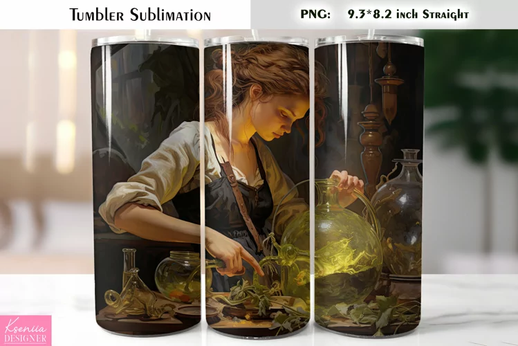 Halloween Witch Tumbler Sublimation|Vintage Halloween Card