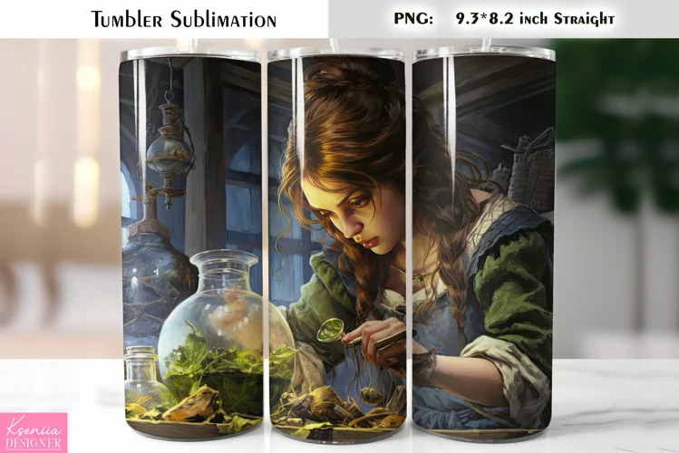 Halloween Witch Tumbler Sublimation|Vintage Halloween Card