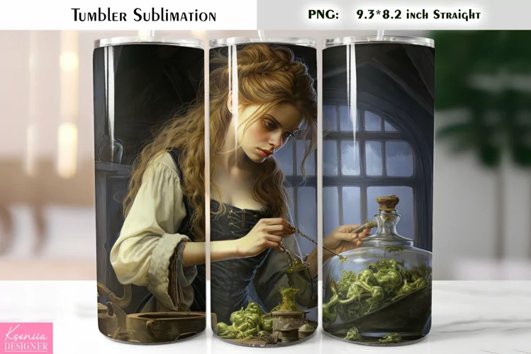 Halloween Witch Tumbler Sublimation|Vintage Halloween Card
