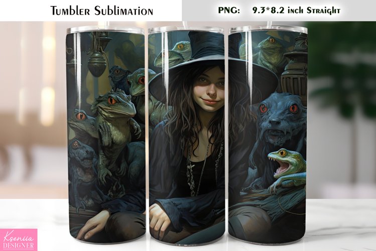 Halloween Witch Tumbler Sublimation|Vintage Halloween Card